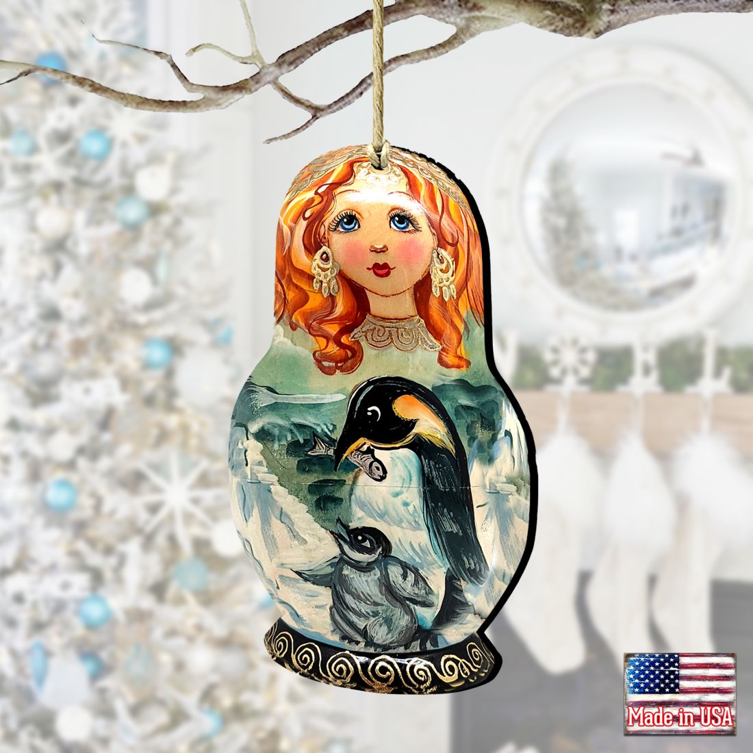 Penguin Matreshka Wooden Ornaments by G. DeBrekht - Christmas Decor - 8113811