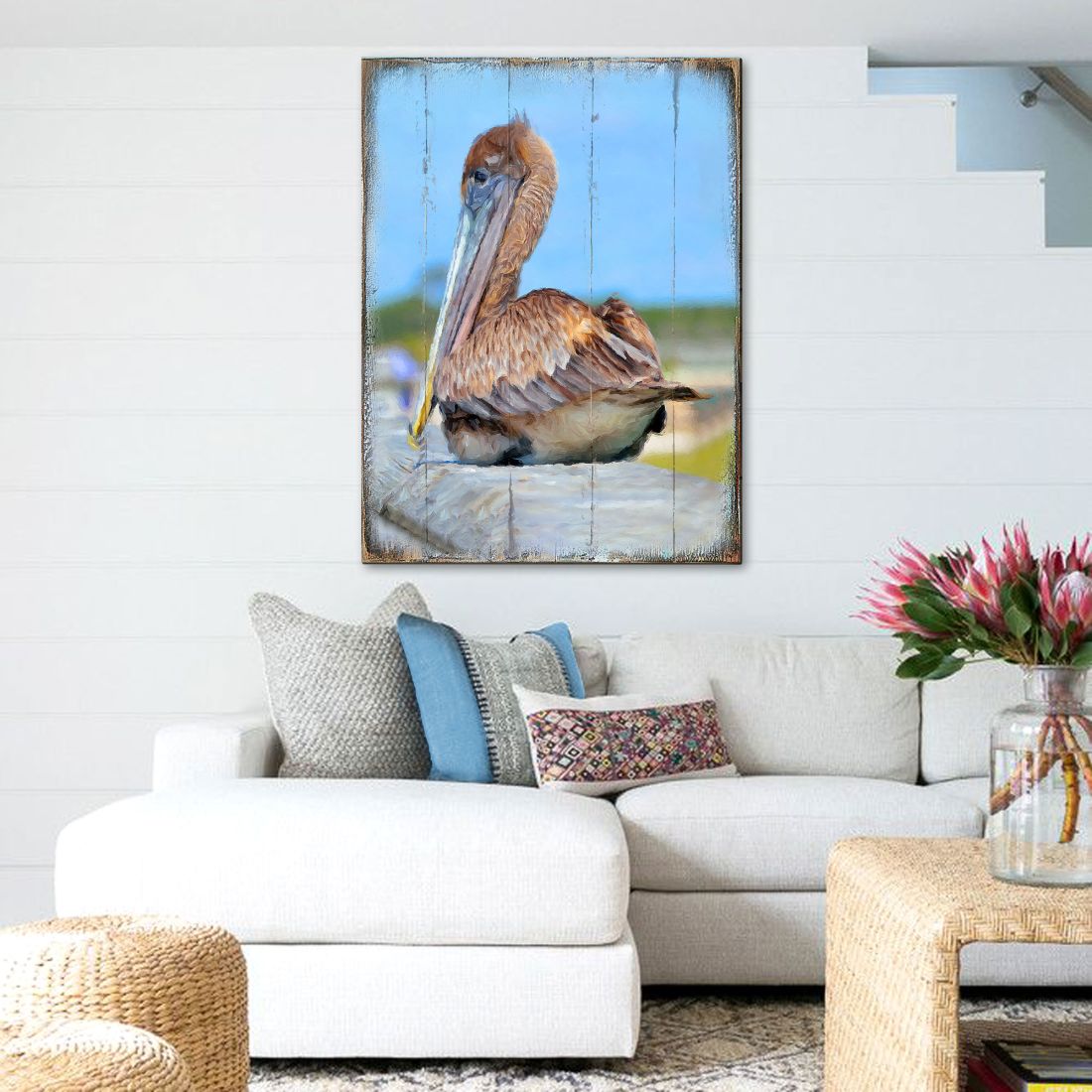 Spengler Pelican Wooden Coastal Wall Art by Nature Wonders - Coastal Sea-Life Decor - 95325B