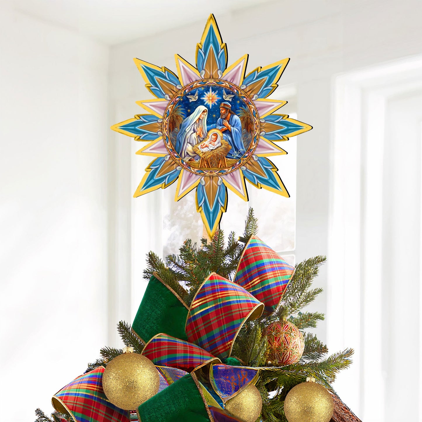 Nativity-themed Tree Topper Wooden Decor - Nativity Holiday Decor - Christmas Tree Topper