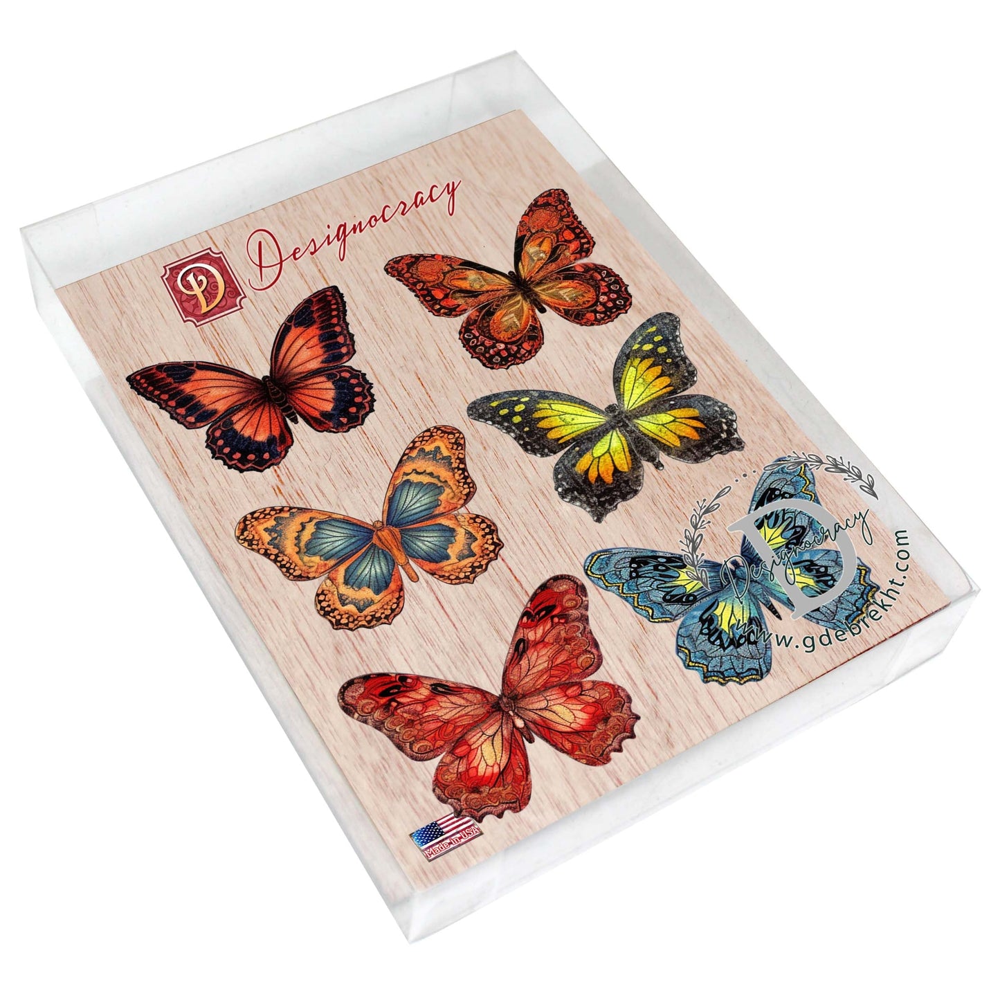 Summer Butterfly Decorative Wooden Magnets Set of 6 by G. Debrekht - Wildlife Decor - 8090012-1G-S6