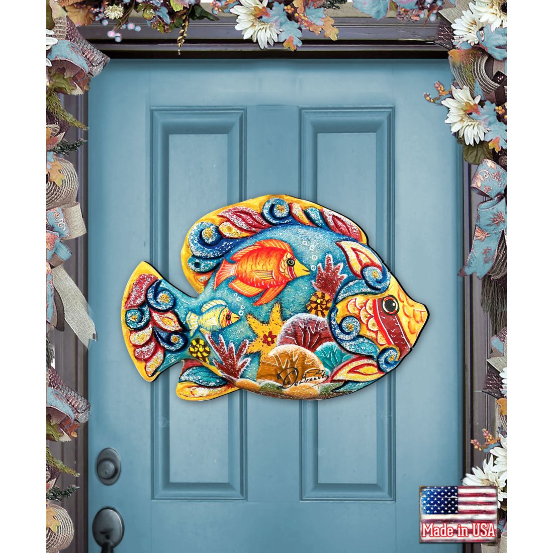 Tropical Fish Beach House Door Decor by G. DeBrekht - Coastal Holiday Decor - 8126121H
