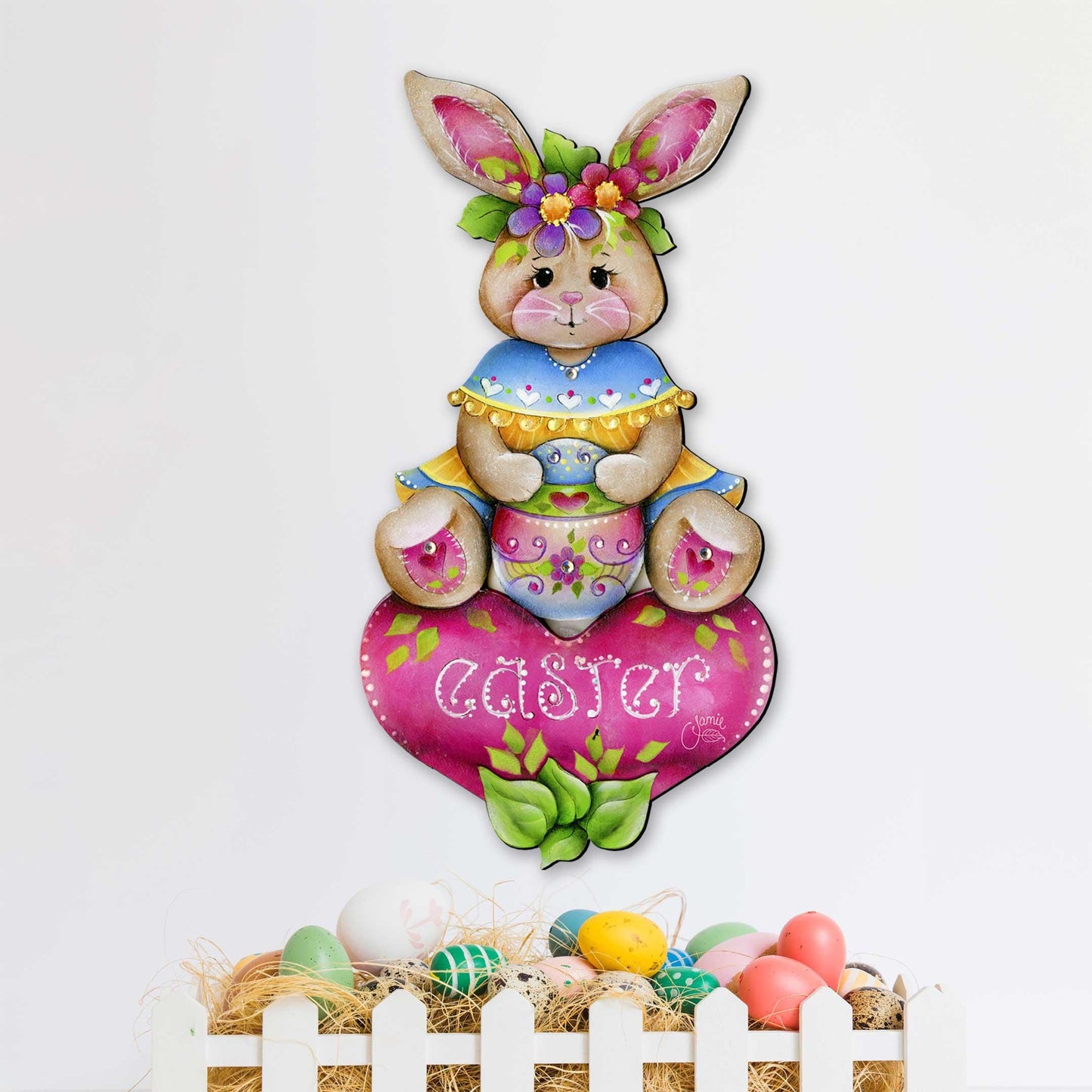 Handcrafted Easter Bunny Wooden Door Hanger – Easter Gift - Spring Wall Decor - Easter Front Door Sign by J. Mills-Price - 8652826H