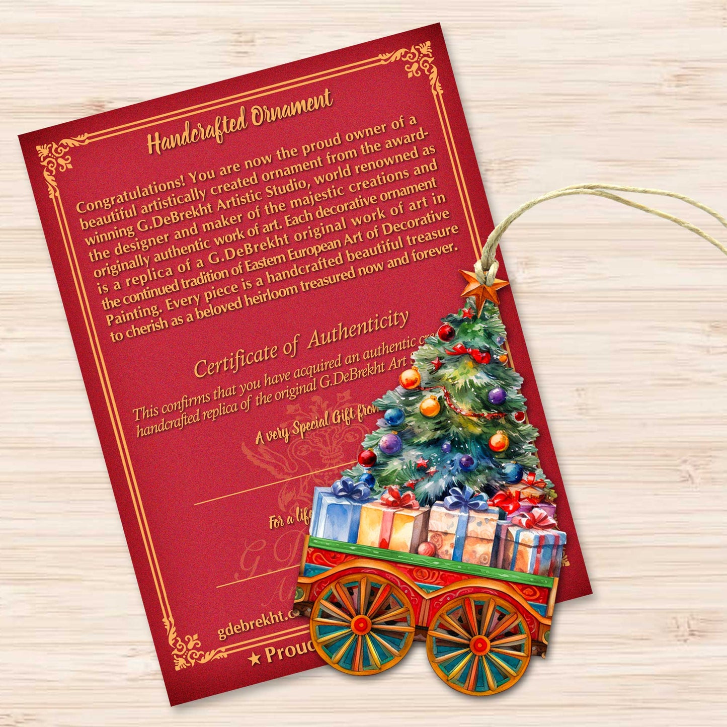 Santa's Train Wooden Ornaments Set of 3 by G. Debrekht - Christmas Decor - 8100199S3