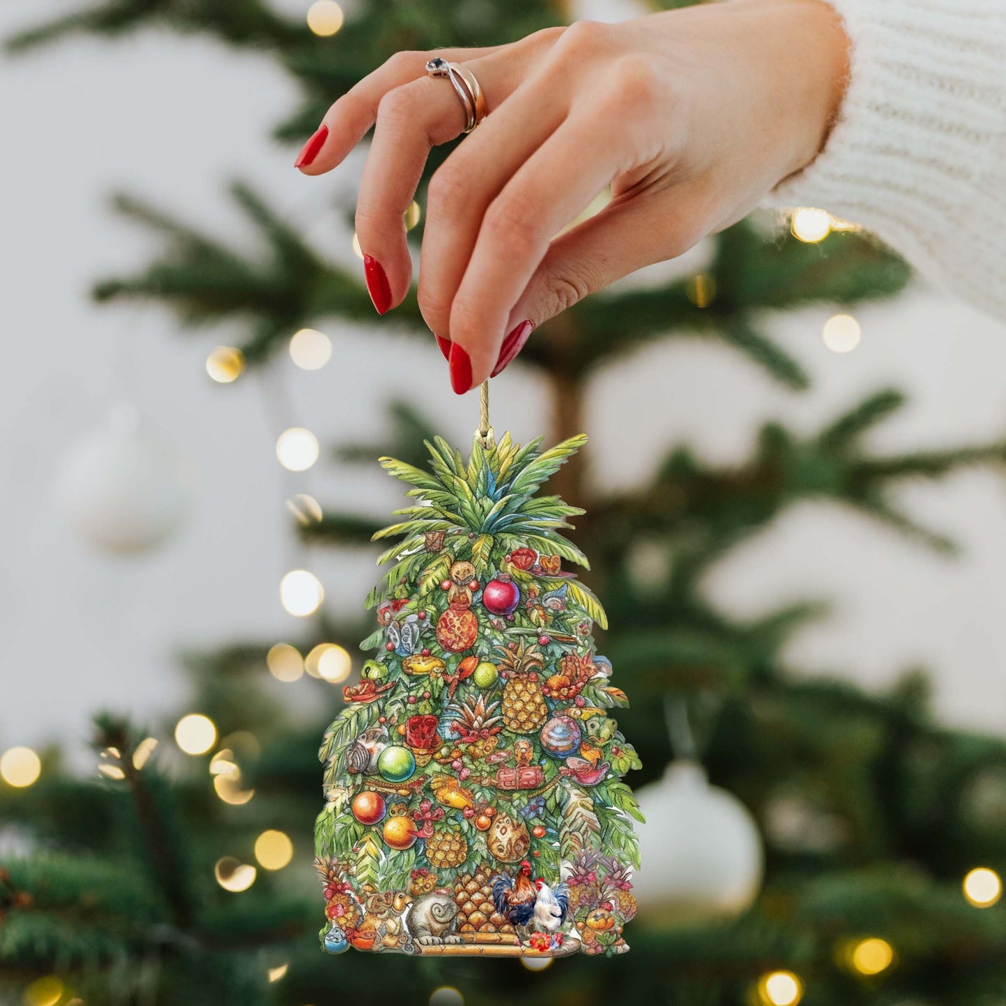 Santas Around the World - Hawaiian Inspired Santa - Wooden Ornaments Set of 3 by G. DeBrekht Christmas Santa Snowman Decor - 8091313S3