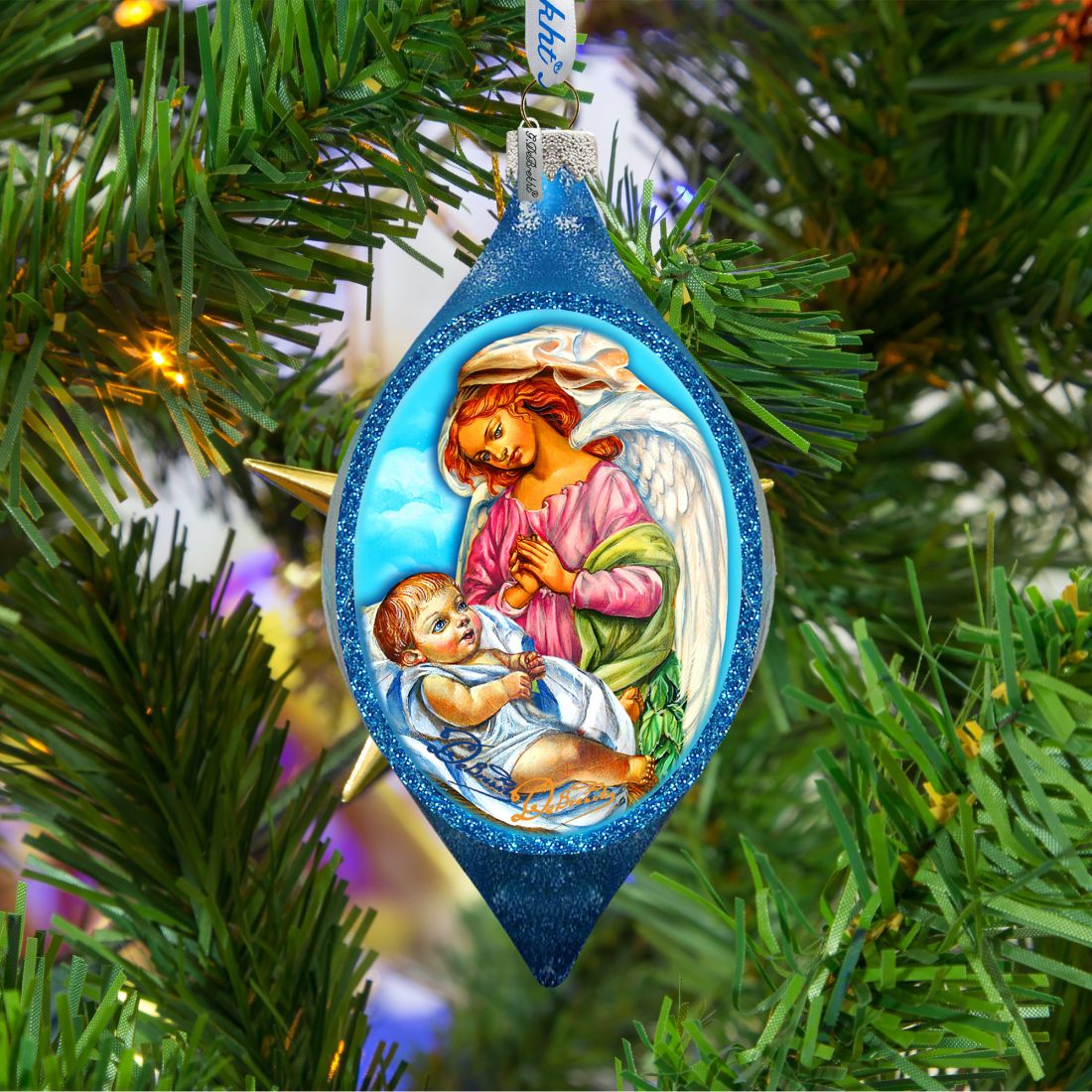 Angelic Touch Drop Glass Ornament by G. DeBrekht - Nativity Holiday Decor - 757-022