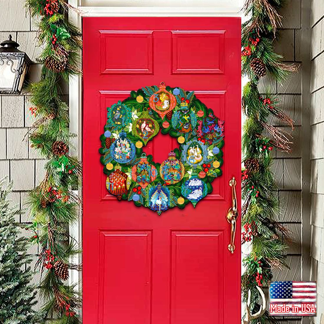 12 Days of Christmas Holiday Door Wreath by G. Debrekht - Christmas Decor - 8185313H