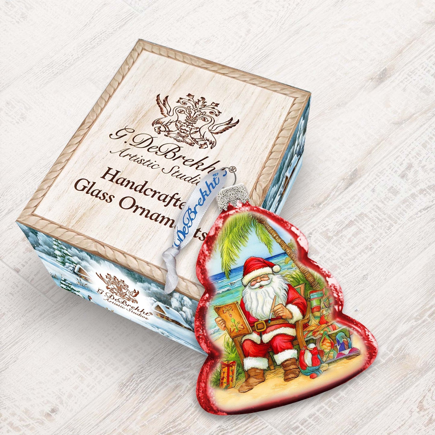 Holiday Coastal Ornament - Santa's Artistry Keepsake Glass Ornaments by G. Debrekht - Christmas Decor - 777415