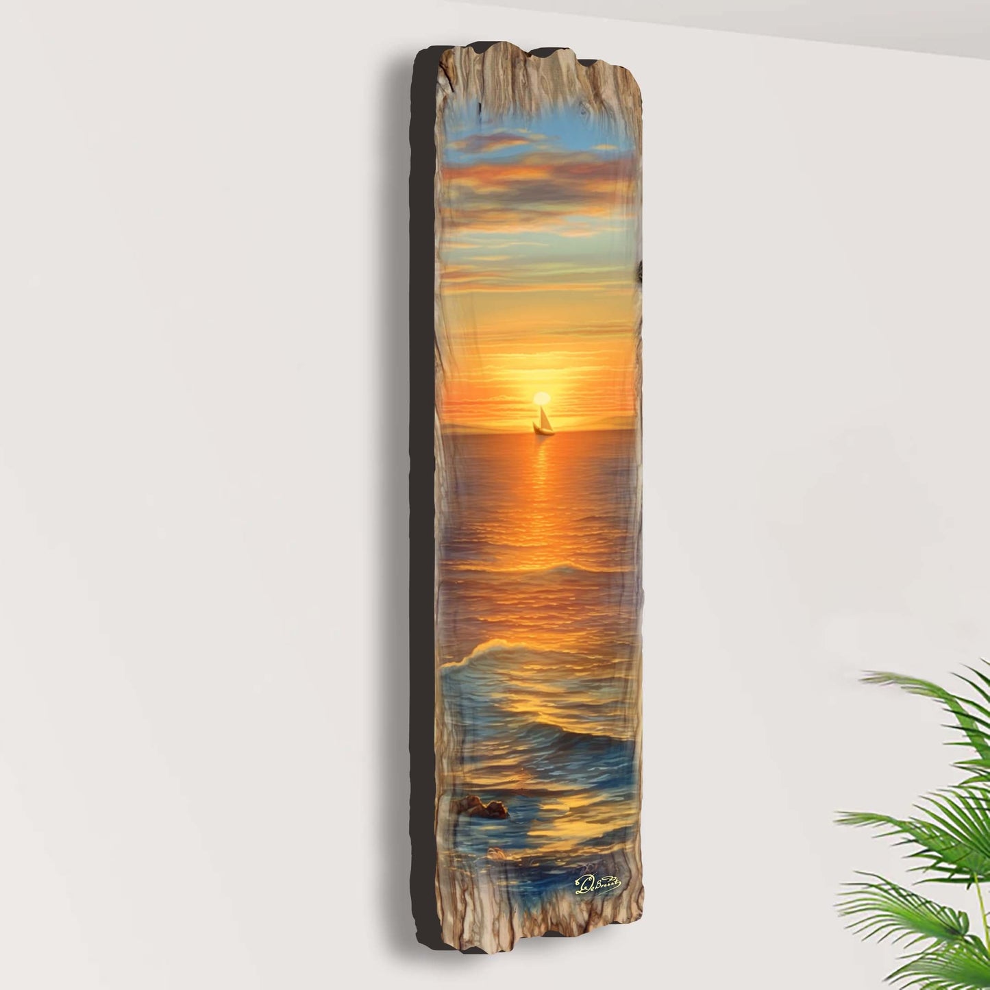 Golden Sunset Wooden Wall Art by G. DeBrekht Coastal Decor - 8491112W