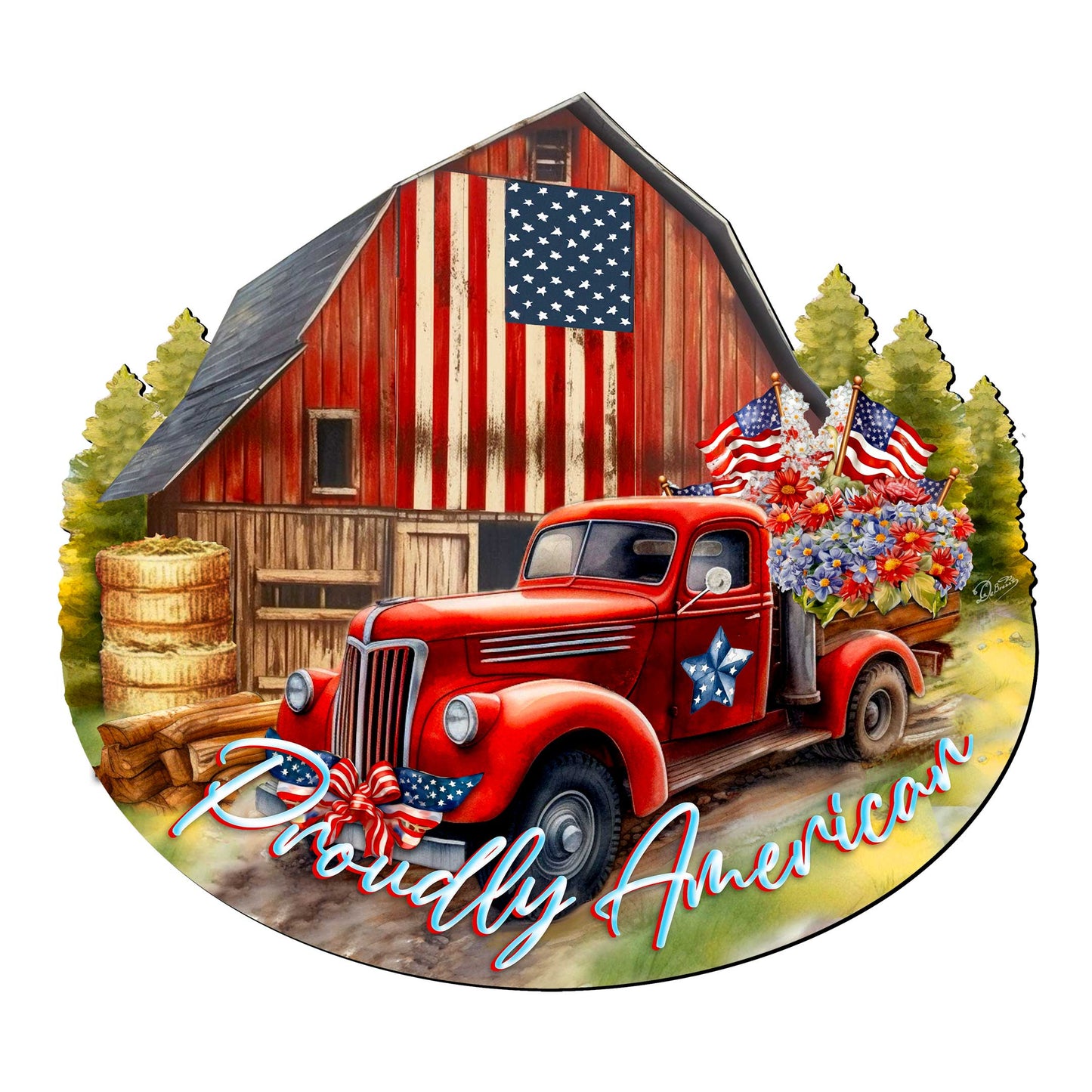 Proudly American Decorative Holiday Door Decor by G. DeBrekht - American Christmas Decor - 8652790H