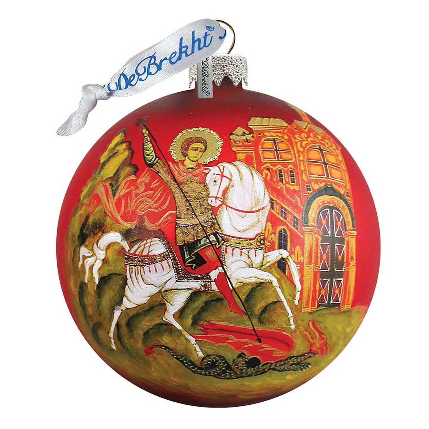 Icon Saint George Ball Glass Ornament by G. DeBrekht - Nativity Holiday Decor - 73214
