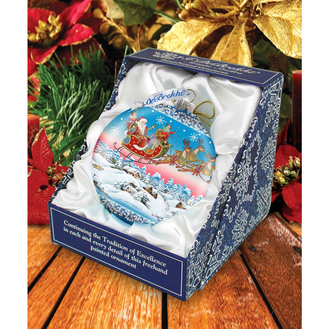 Up-Up Away Ball Glass Ornament Limited Edition by G. DeBrekht - Christmas Santa Snowman Decor - 73842