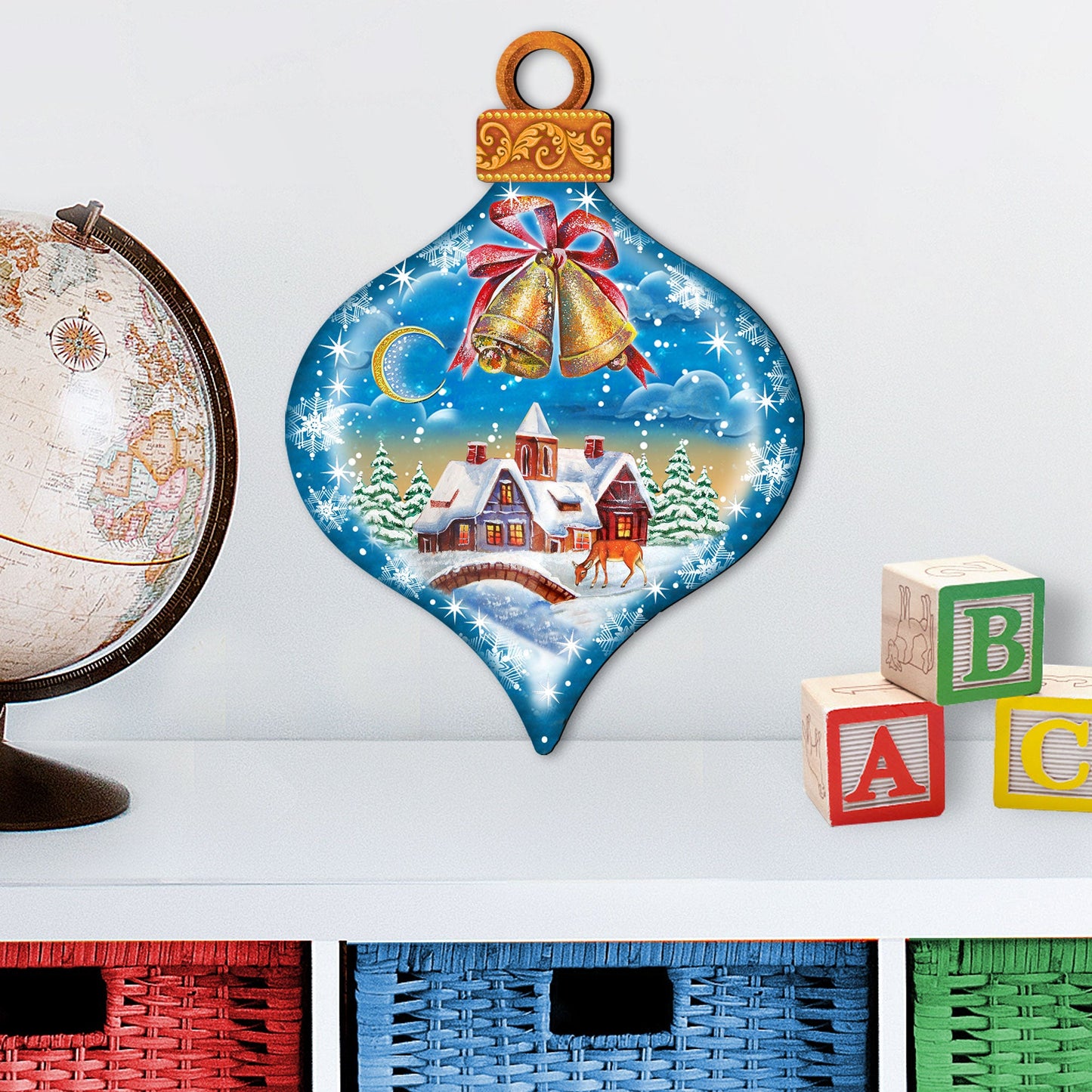 Winter Drop Ornament Door Decor by G. DeBrekht - Christmas Santa Snowman Decor - 8112182H