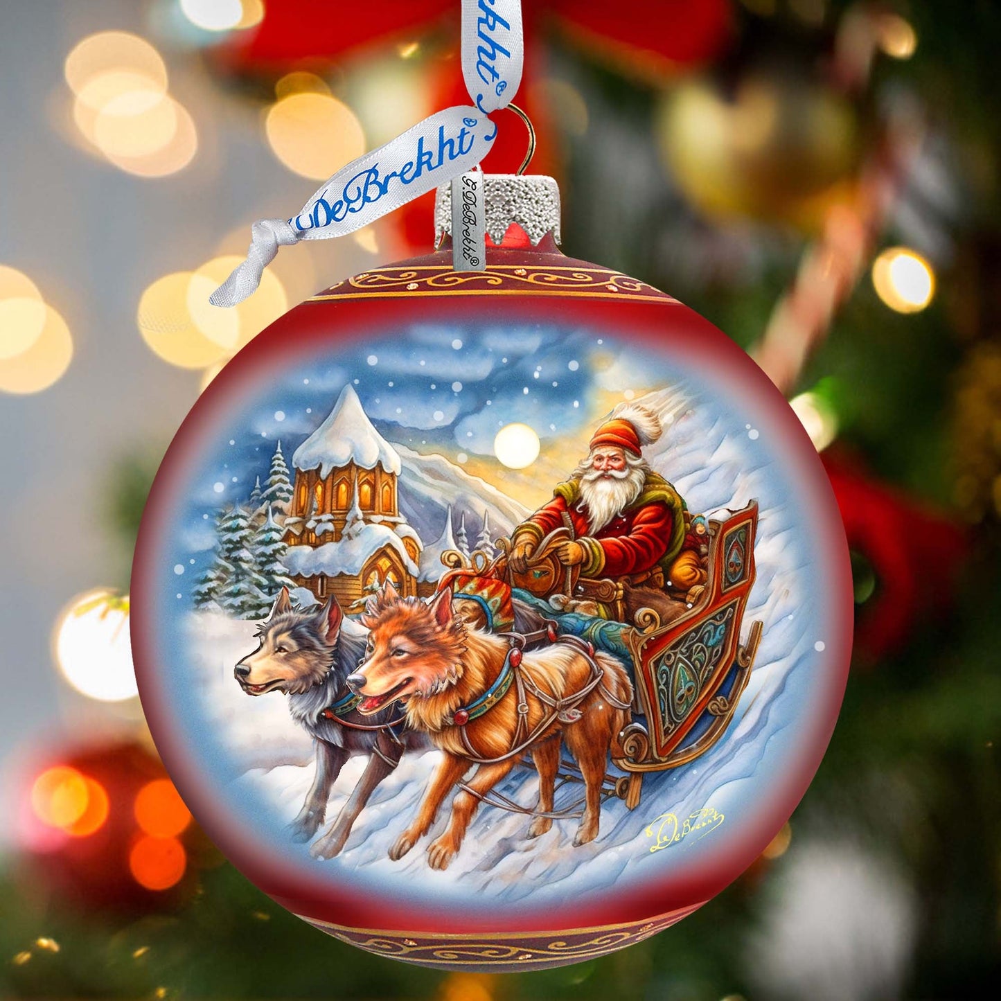 Snowy Trails Lg Glass Ornament by G.Debrekht - Christmas Santa Snowman Décor - 73943