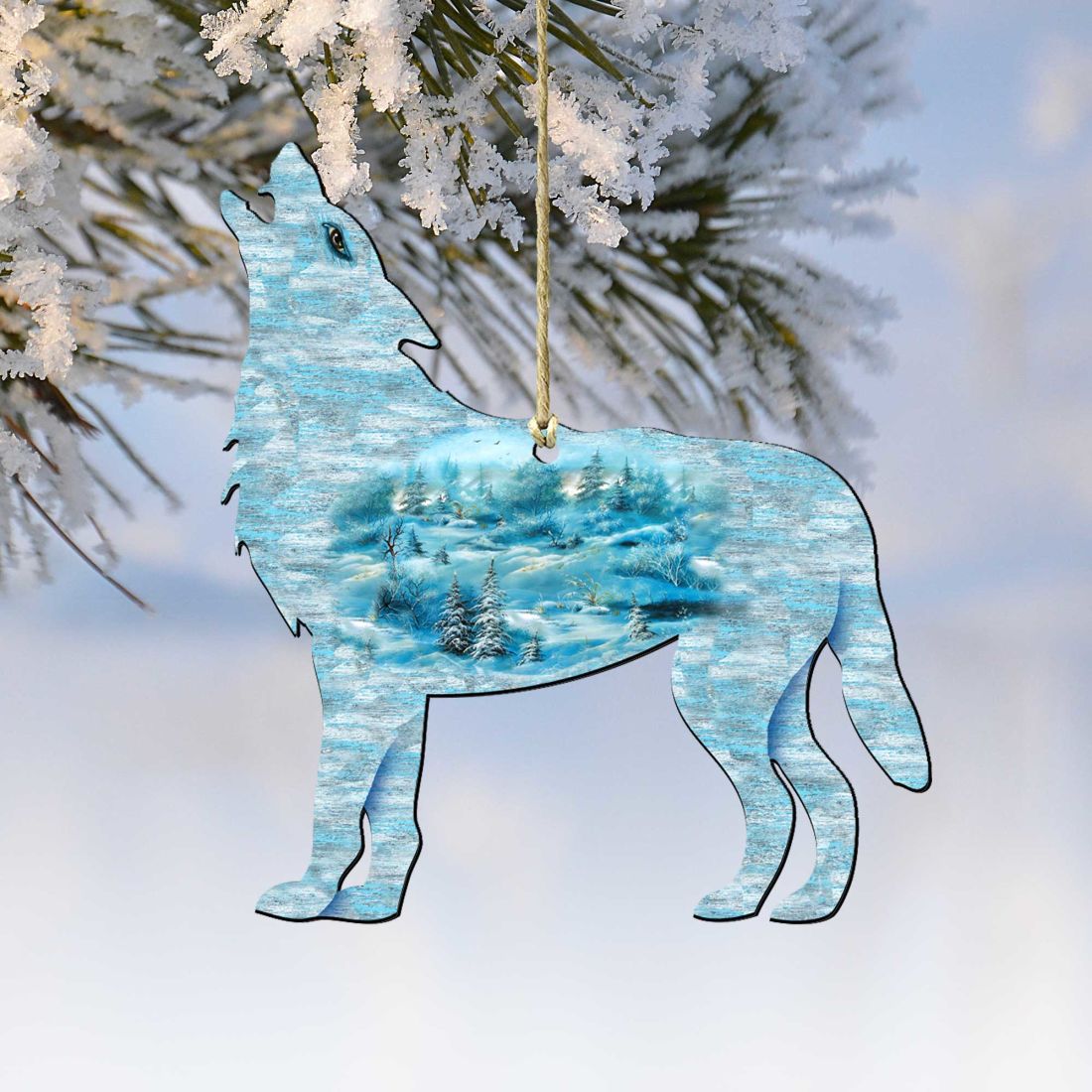 Winter Wolves Christmas Wooden Ornaments by G. DeBrekht - Wildlife Holiday Decor - 8198227