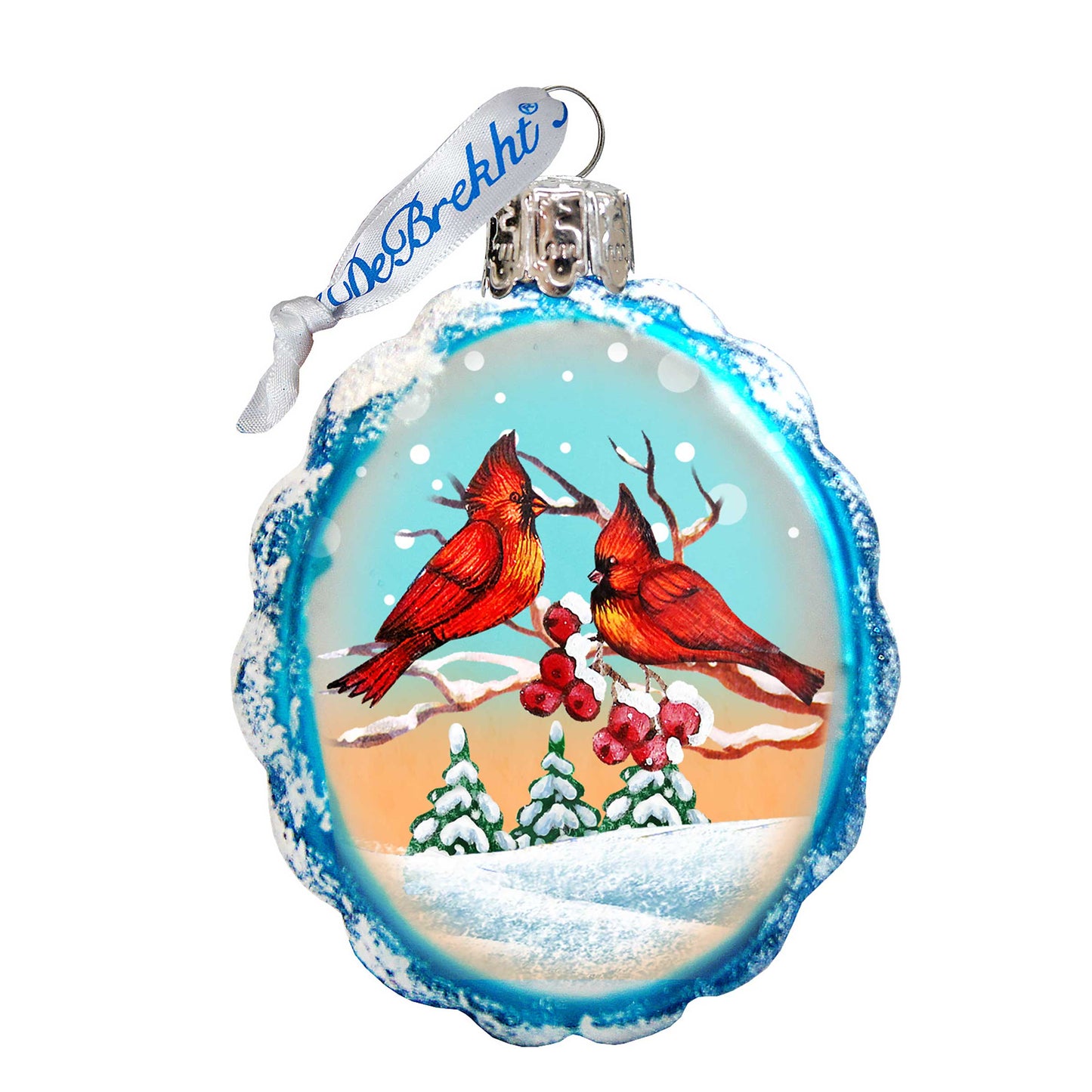 Winter Cardinals Mercury Glass Ornament by G. DeBrekht - Wildlife Holiday Decor - 771014