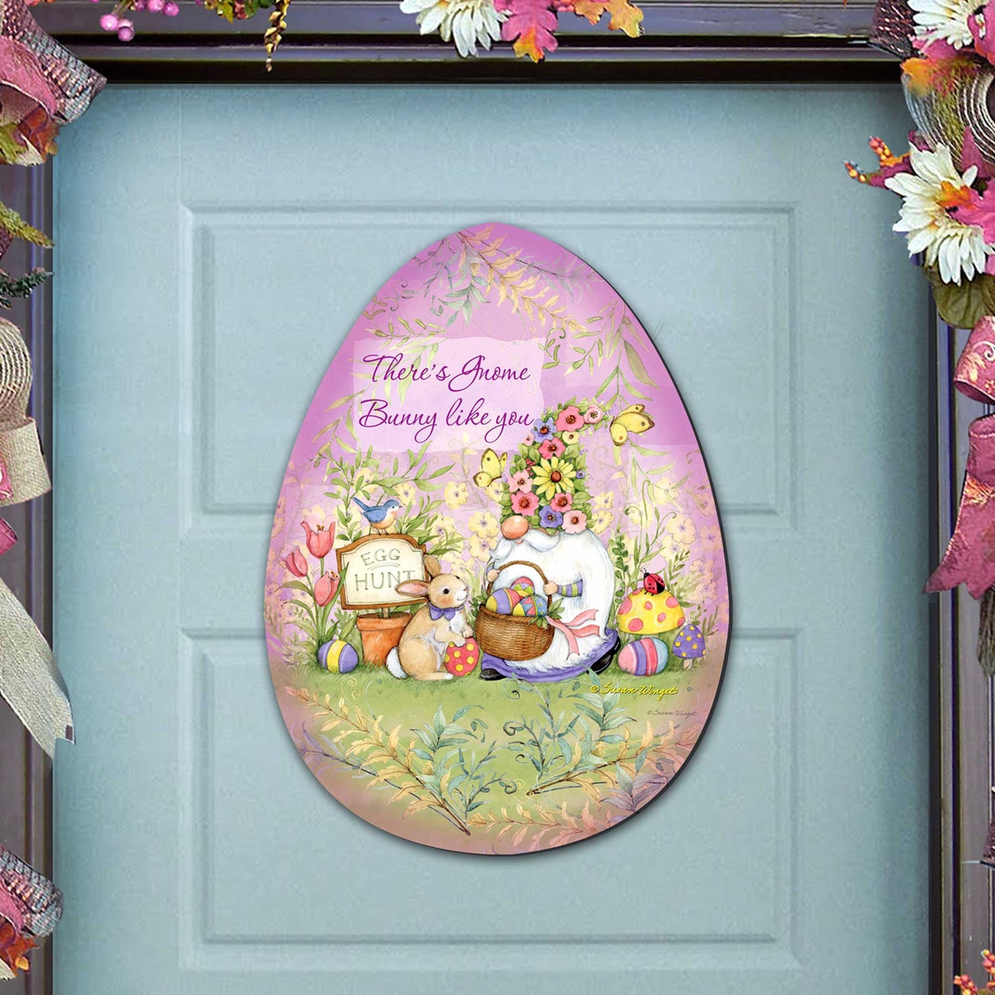 Spring Garden Gnome Door Decor by Susan Winget - Easter Decor - 8471121H-SW