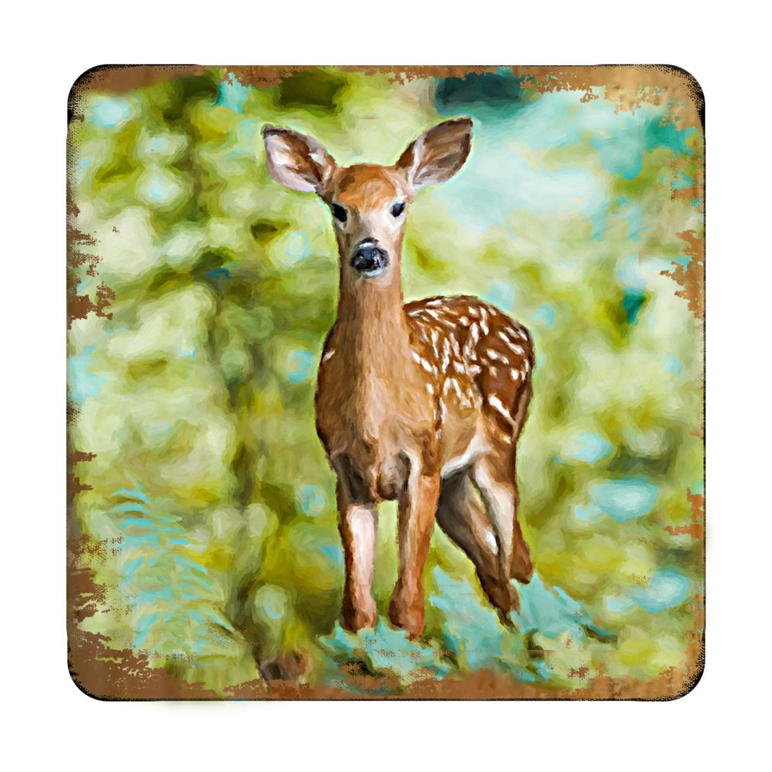 Forest Deer Wooden Cork Coasters Gift Set of 4 by Nature Wonders - Nature Wildlife Decor  - 95290C-S4