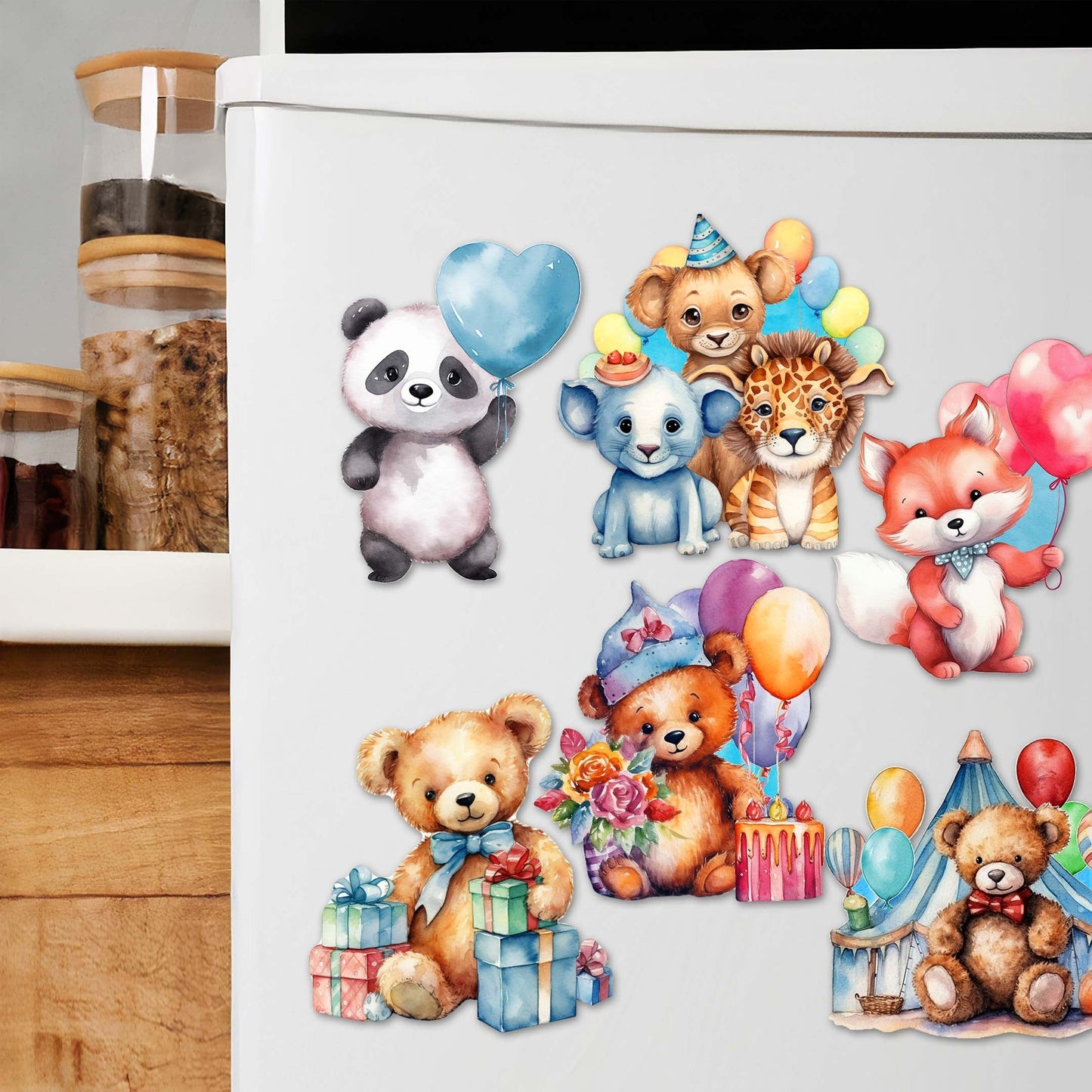 Happy Birthday Decorative Wooden Magnets Set of 6 by G. Debrekht - Family Love Decor - 8090035G-S6