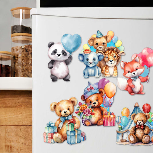 Happy Birthday Decorative Wooden Magnets Set of 6 by G. Debrekht - Family Love Decor - 8090035G-S6