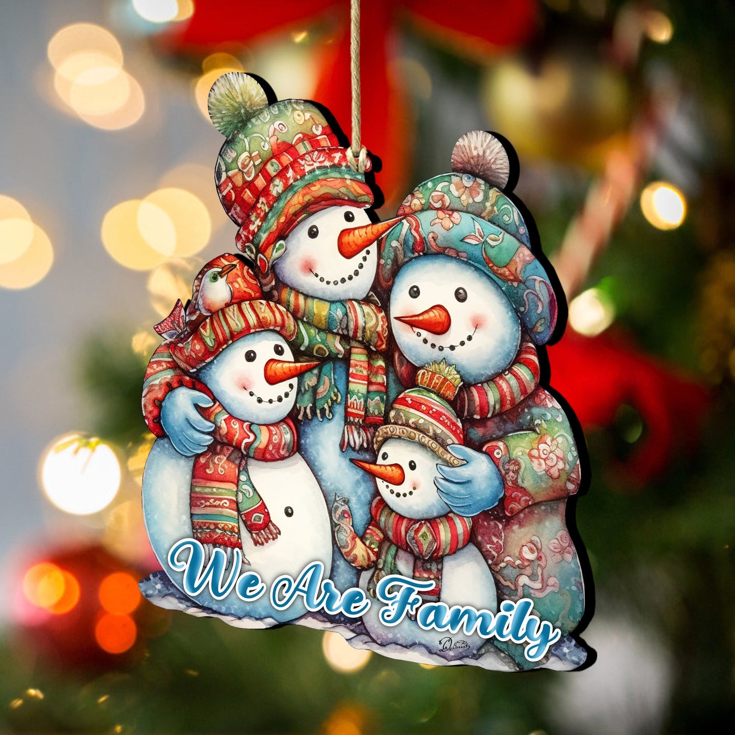 Snowmen Family Wooden Ornaments by G. Debrekht Christmas Santa Snowman Decor - 8611057