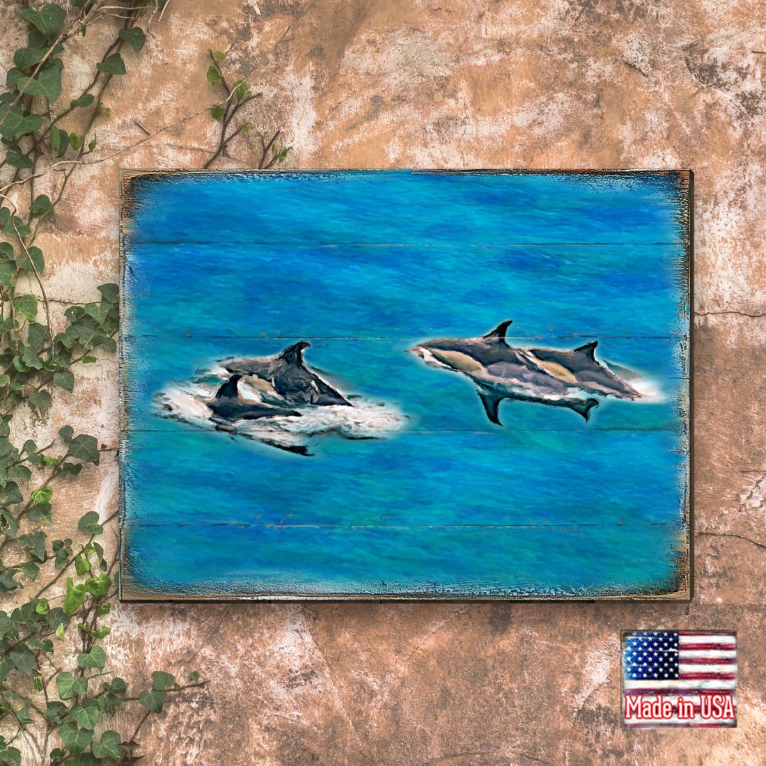 Spearman Shamus Killer Whales Wooden Coastal Wall Art by Nature Wonders - Coastal Sea-Life Decor - 95255B