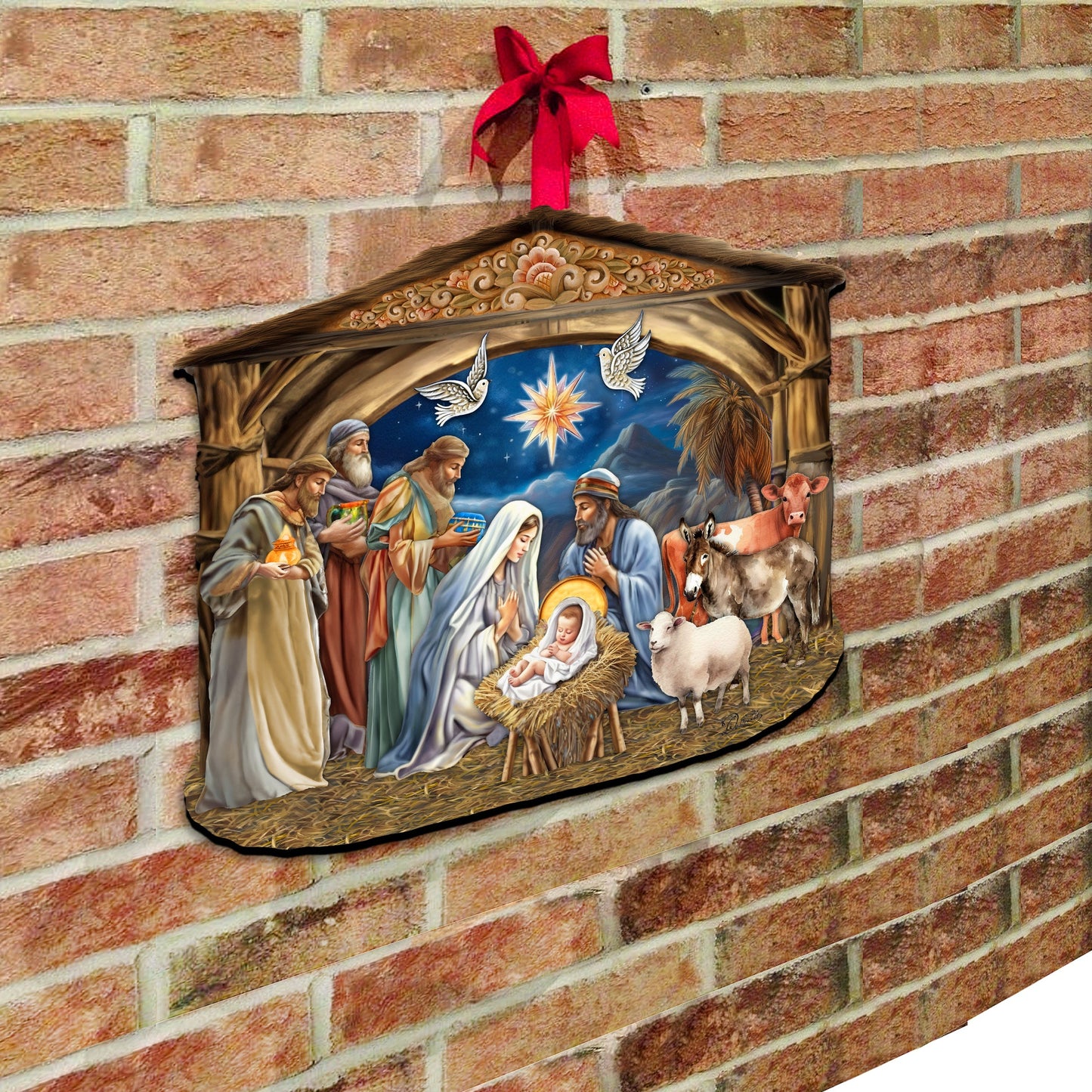 The Birth of Jesus Nativity Scene Holiday Door Decor by G. Debrekht - Nativity Holiday Decor - 8652761H