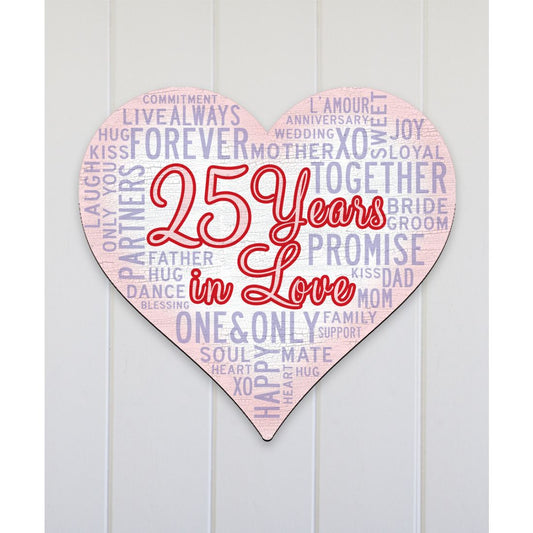 Silver Anniversary Heart "Years in Love" Holiday Door Decor by G. DeBrekht - Love Family Kids Decor - 8198736-2H
