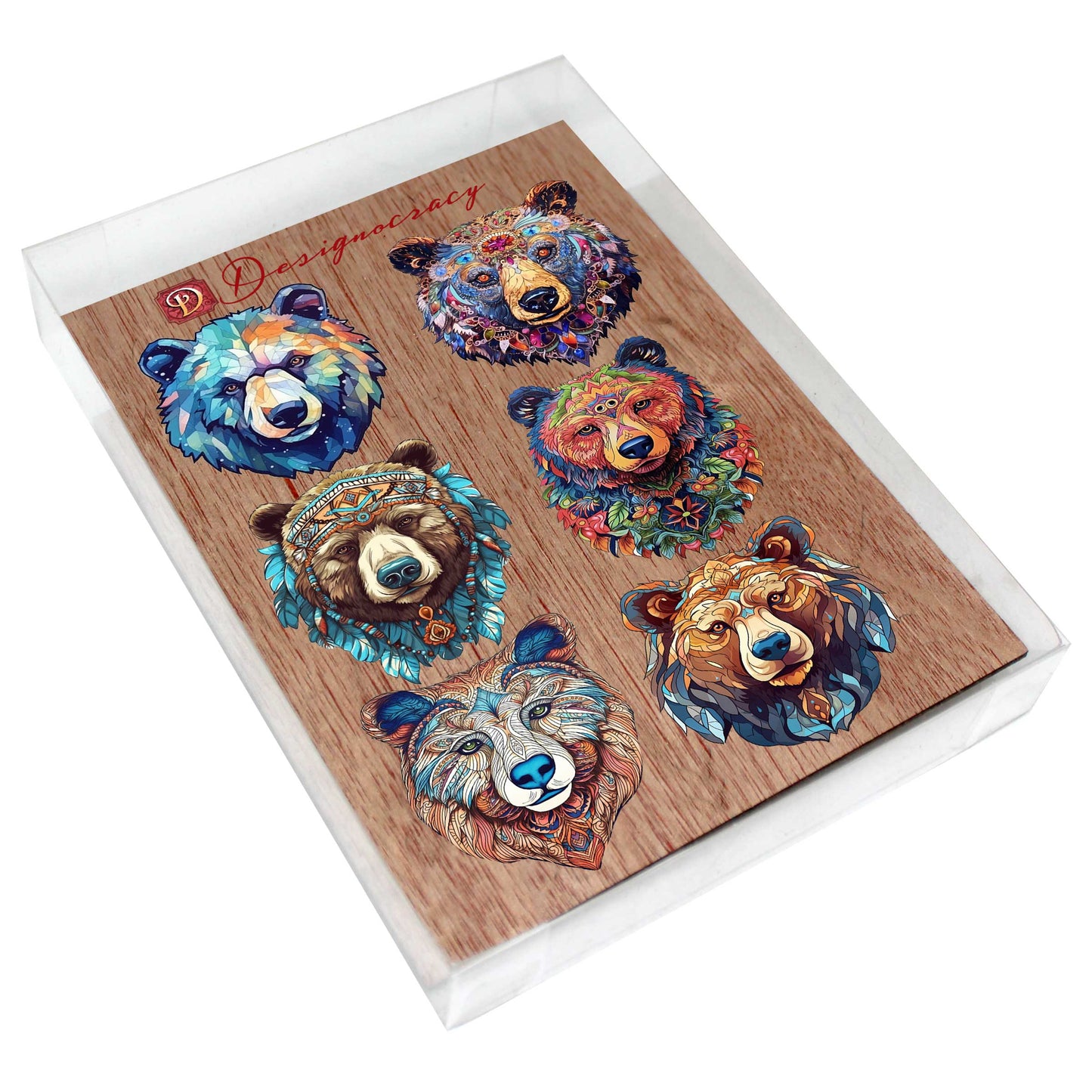 Mystical Bears Decorative Wooden Magnets Set of 6 by G. Debrekht - Wildlife Decor - 8090120G-S6