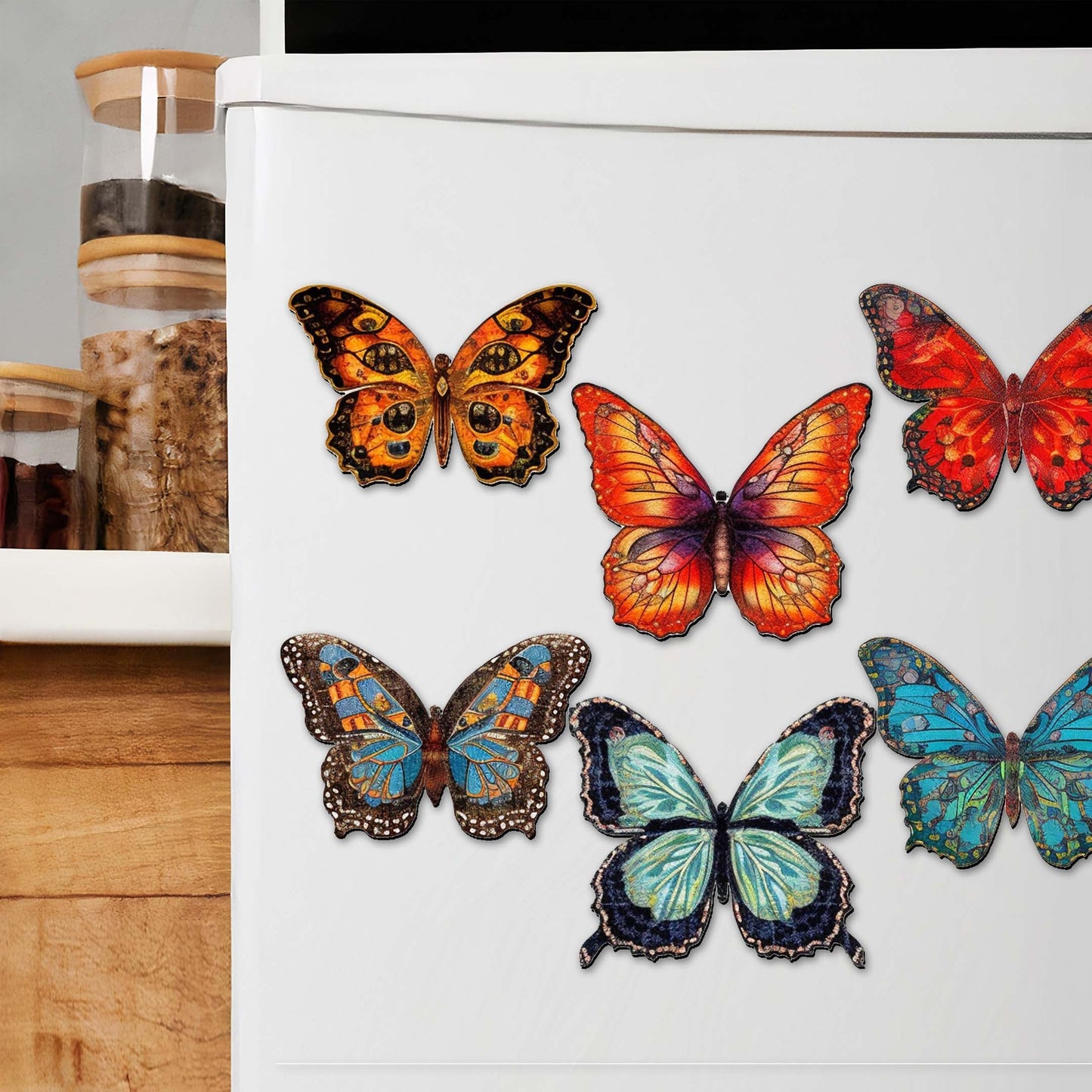 Summer Butterfly Decorative Wooden Magnets Set of 6 by G. Debrekht - Wildlife Decor - 8090012-2G-S6