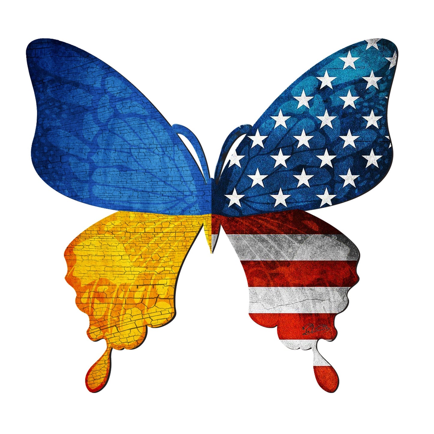 USA/Ukraine Butterfly Holiday Door Decor - International Decor - 8187129H