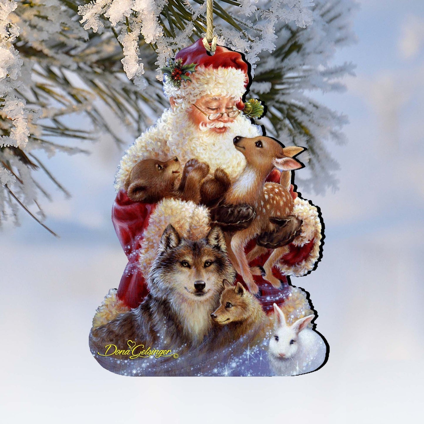 Santa Little Friends Wooden Ornaments by Gelsinger - Christmas Santa Snowman Decor - 8161012-9914