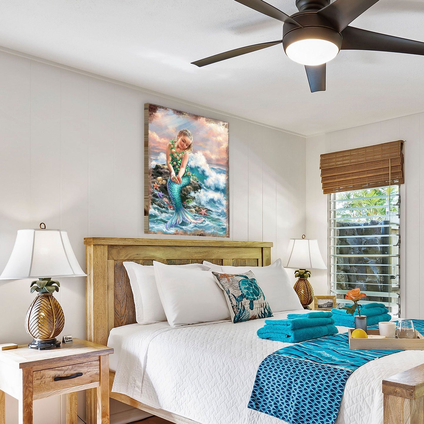 Princess of The Sea Wooden Coastal Wall Art by D. Gelsinger - Coastal Holiday Decor - 95652B-1611