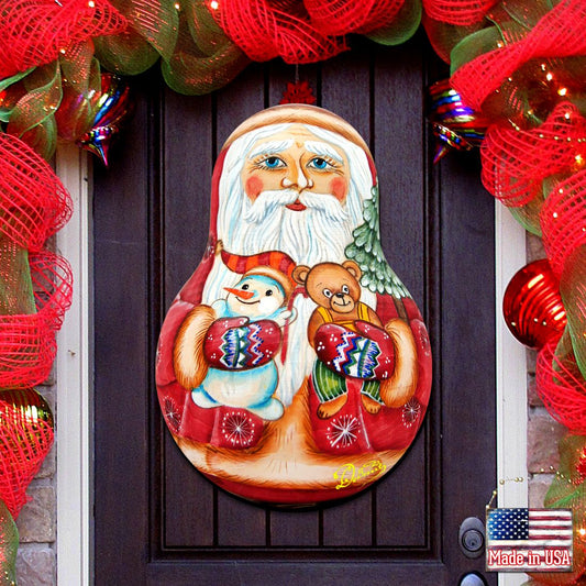 Santa Doll Christmas Door Decor by G. DeBrekht - Christmas Santa Snowman Decor - 8115011H