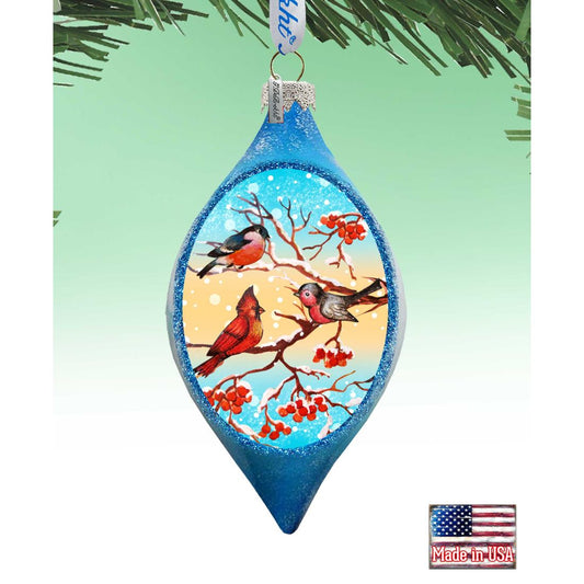 Winter Bird Drop Glass Ornament by G. DeBrekht - Christmas Decor - 74171