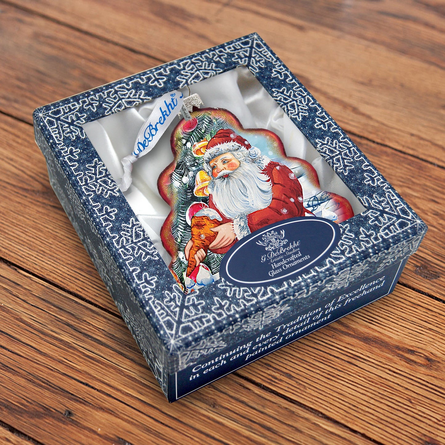 Gingerbread Tree Glass Ornament by G. DeBrekht - Christmas Santa Snowman Decor - 762-015