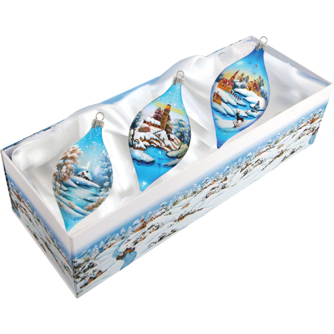 Classical Drops Glass Ornament Set of 3 by G. DeBrekht - Christmas Decor - 74121-B3