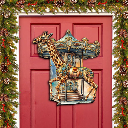 Carousel Giraffe Holiday Door Decor  by G. Debrekht - Christmas Decor - 8611028H