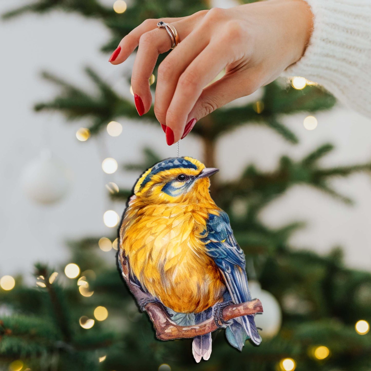Alaskan Forest Bird Wooden Ornaments by G.Debrekht - Wildlife Holiday Decor - 8710005-4
