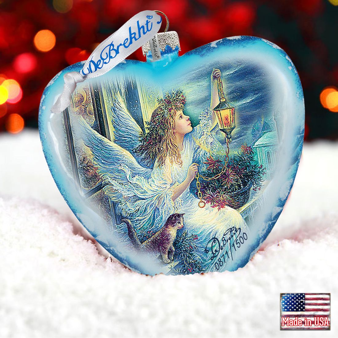 Light the Way Angel Glass Ornament Limited Edition by Strelkina at G. DeBrekht - Nativity Holiday Decor - 738-085-ST