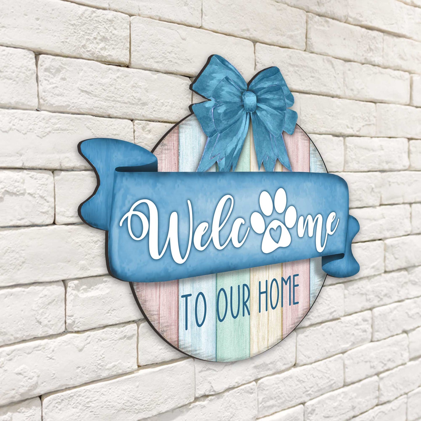 Front door welcome sign Dog lover porch wreath Main entrance Welcome sign - Wooden front porch decor - 933102H