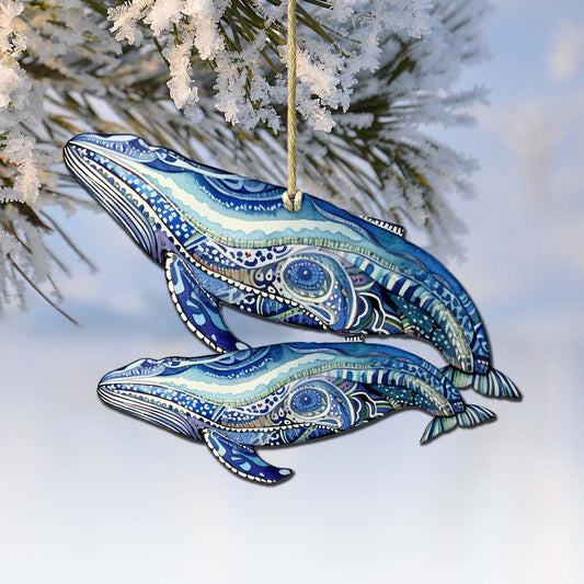 Alaskan Magic Humpback Wooden Ornaments by G.Debrekht - Wildlife Holiday Decor - 8710107-2