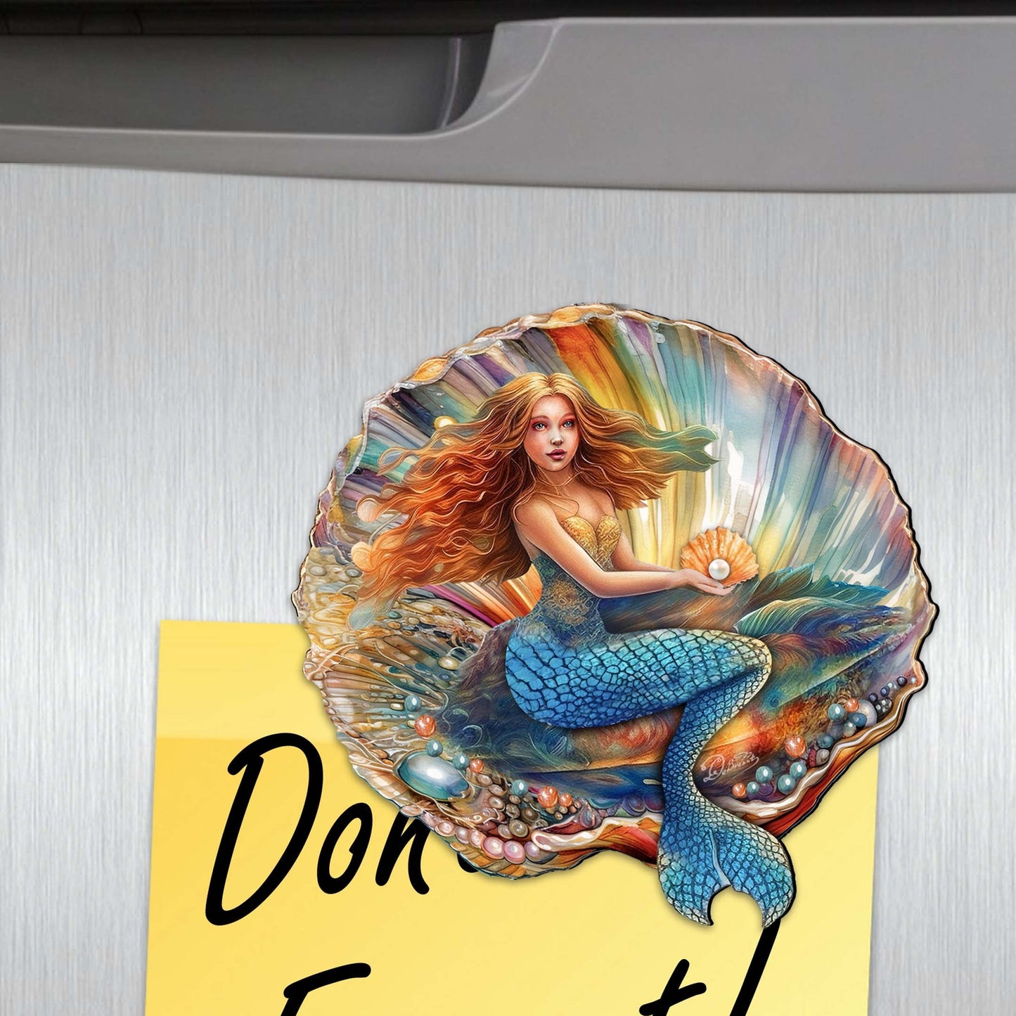 Mermaid and Friends Decorative Wooden Magnets Set of 6 by G. Debrekht - Coastal Decor - 8090064G-S6