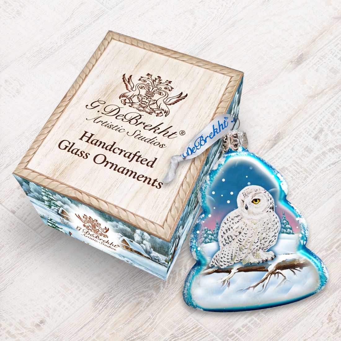 White Owl Mercury Glass Ornament by G. DeBrekht - Wildlife Holiday Decor - 771028