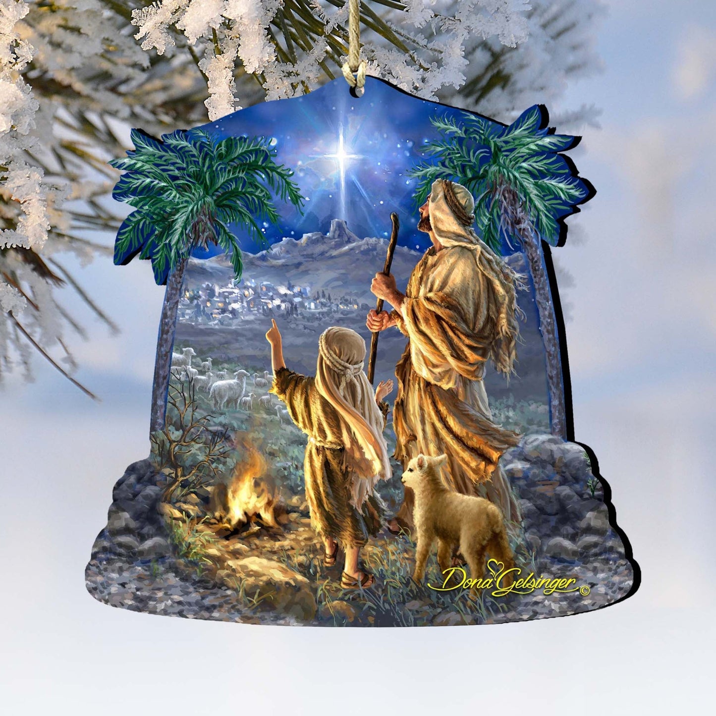 Shepherds Keeping Watch Wooden Ornaments by Gelsinger - Nativity Holiday Decor - 8161025-1838