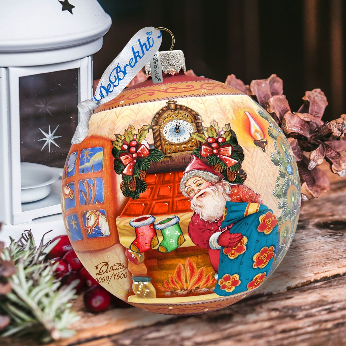 Christmas Night Ball Glass Ornament Limited Edition by G. DeBrekht - Christmas Santa Snowman Decor - 73851