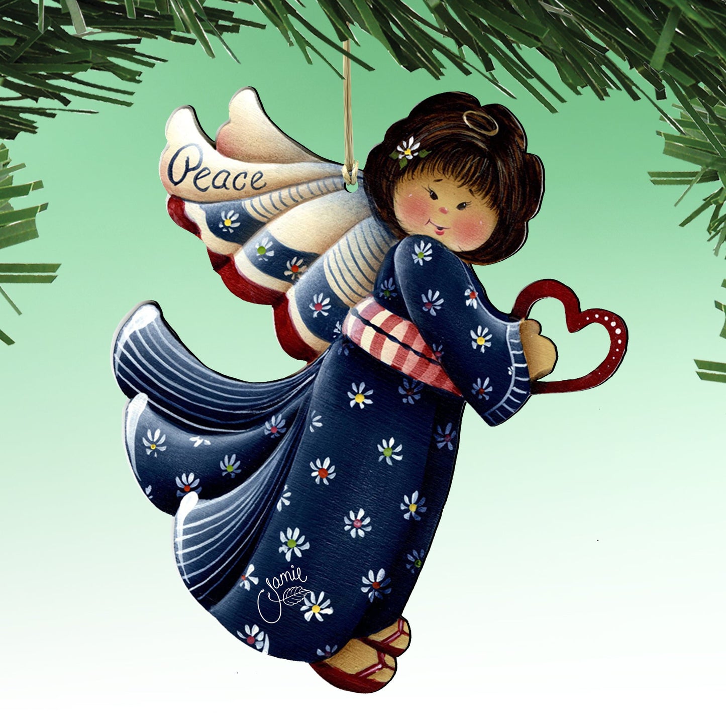 Loving Angels Wooden Ornaments Set of 6 by Jamie Mills-Price - Nativity Holiday Decor - 8457517-S6-MP