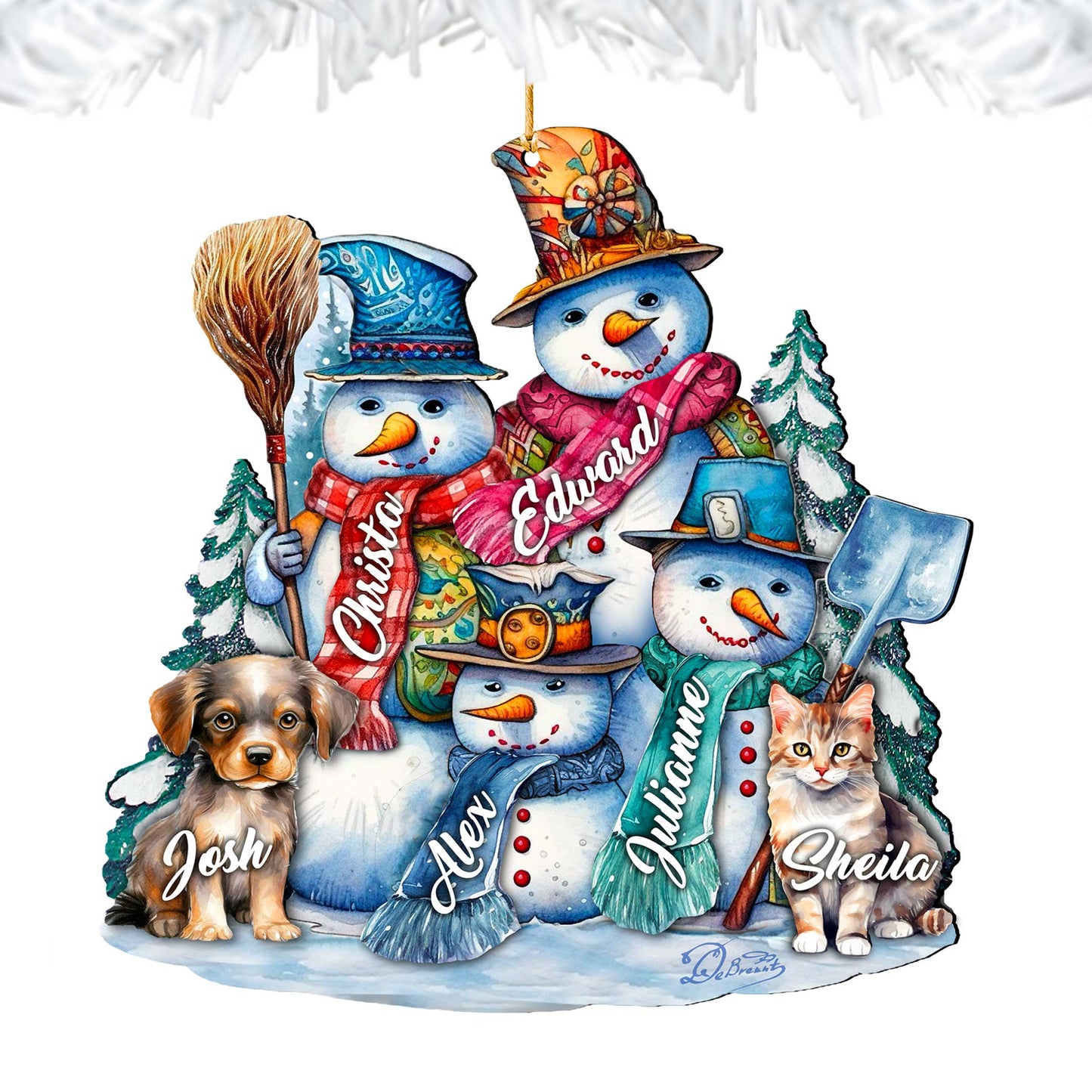 Personalized Snowman Happy Family Christmas Ornaments - Family Member Names Wooden Ornaments by G. Debrekht - Christmas Decor - 8652755P