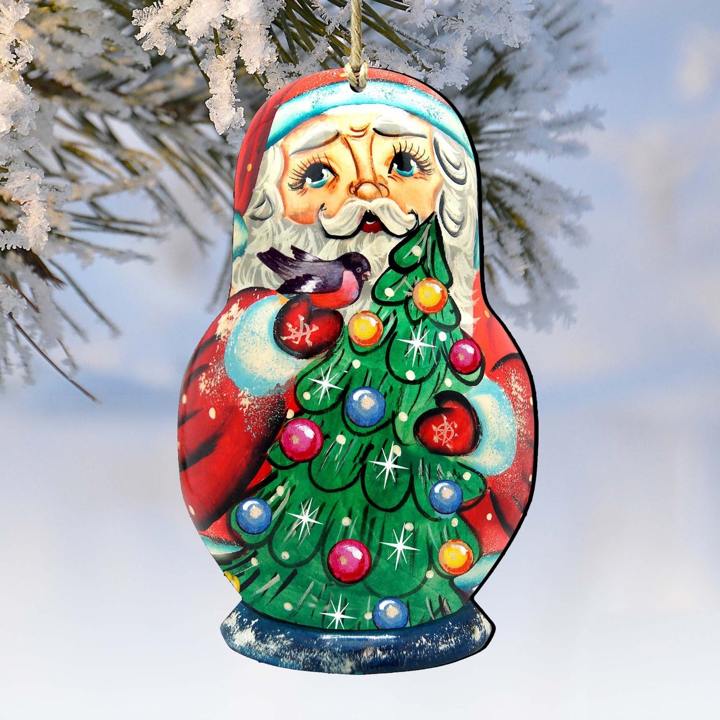 Santa Nesting Doll Wooden Ornaments by G. DeBrekht - Christmas Santa Snowman Decor - 8115060