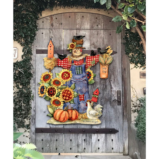 Fall Harvest Scarecrow Door Decor by Susan Winget - Thanksgiving Halloween Decor - 8471201H-SW
