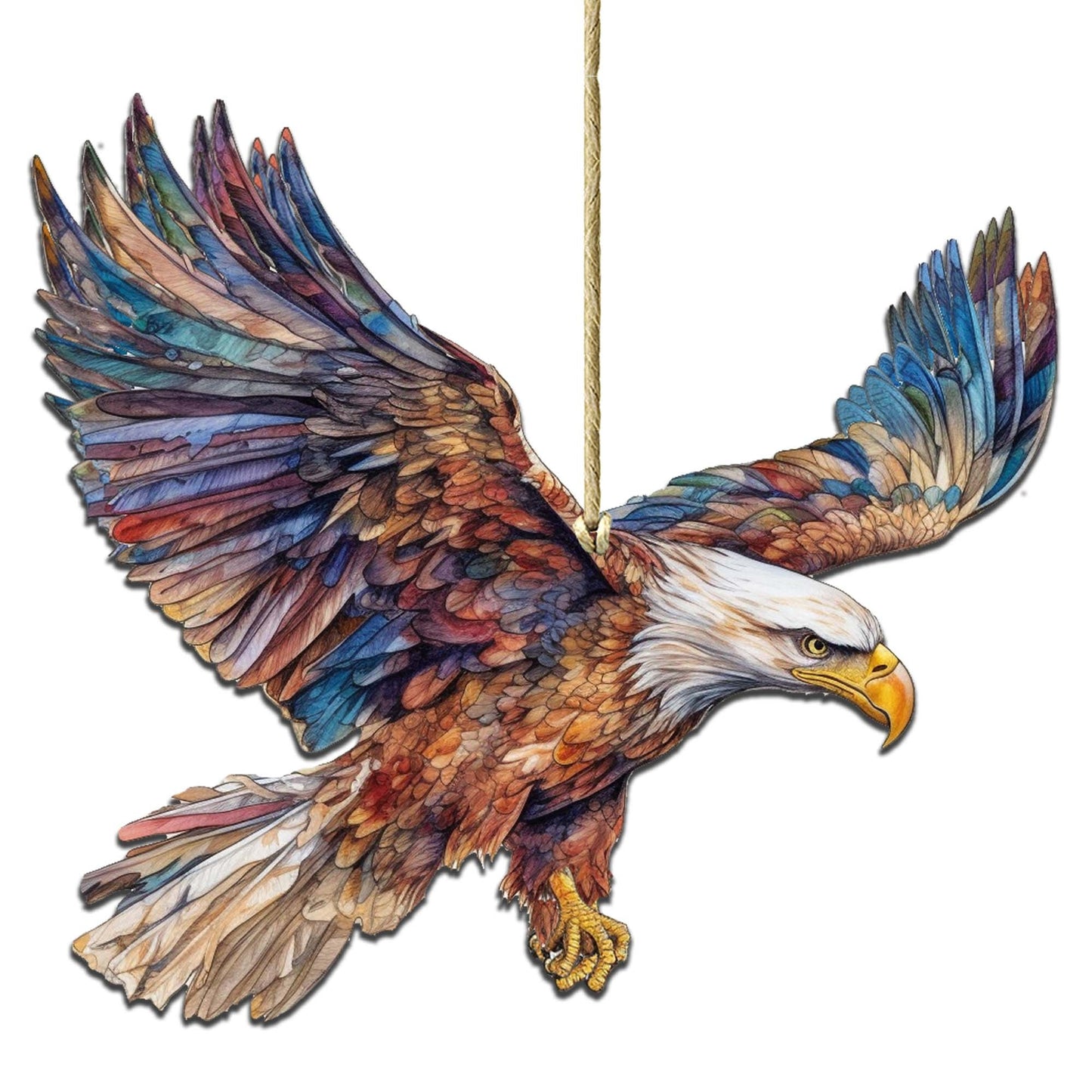 Flying Bald Eagle Wooden Ornaments by G.Debrekht - Wildlife Holiday Decor - 8710101-3